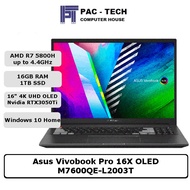 Asus Vivobook Pro 16X OLED M7600QE-L2003T | R7 5800H | 16GB | 1TB SSD | RTX3050Ti | 16" 4K UHD OLED | 2 Year Warranty