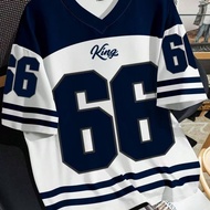 Jersey American Retro No. 66 3d Printed t-Shirt Summer Casual Medium Men Women V-Neck Short-Sleeved 