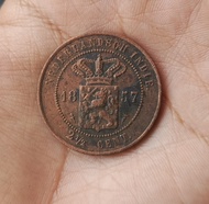 Coin Netherlandsch Indie 2 1/2 Cent Benggol 1 duit tahun 1857Kondisi sama seperti Fotonya t509