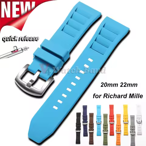 Soft Silicone Watchband 20mm 22mm Sport Waterproof Smartwatch Bracelet for Richard Mille Diving Rubb