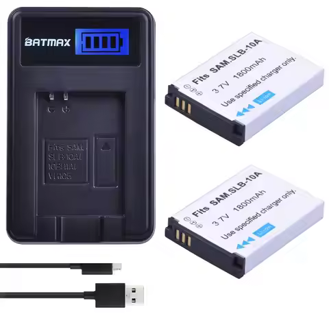 Batmax SLB-10A Bateria SLB 10A Battery+LCD USB Charger for Samsung P800 P1000 PL50 PL51 PL55 SL420 S