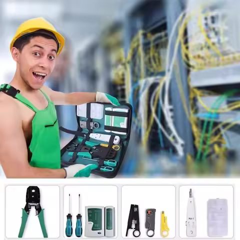 11Pcs Portable LAN Network Tool Set with Storage Bag Crimping Maintenance Tool Set Wear Resist for R