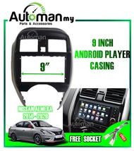 Casing Android Nissan Almera 2014 - 2020 Dashboard Audio Android Player Radio FM Casing Frame Free Socket