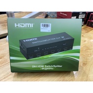 HDMI 2x4 SWITCH 4K 60Hz เข้า 2 ออก 4 จอพร้อมกัน รองรับความละเอียด 1080P