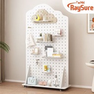 RaySure - 洞洞板收納架立式收納平臺DIY置物架玄關櫃玄關屏風雲朵頂落地款【白色】【60*120CM】