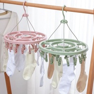 AT-🛫Jiayu round Clothes Hanger Clothes Pin Socks Clothes24Clip Thick Windproof Hook-Type Hanger