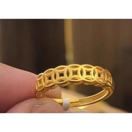 Gold Ancient Gold Craftsmanship Adjustable Ring for Women Lucky 16k Coin Ring not sand gold, not fad