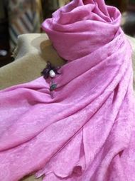 100% Pure Pashmina Cashmere 喀什米爾手工圍巾 披肩-素色緹花款#淺桃粉紅