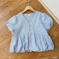 (PB.HAVANA) Áo kiểu COYA babydoll cổ tim phối cúc cài AO593