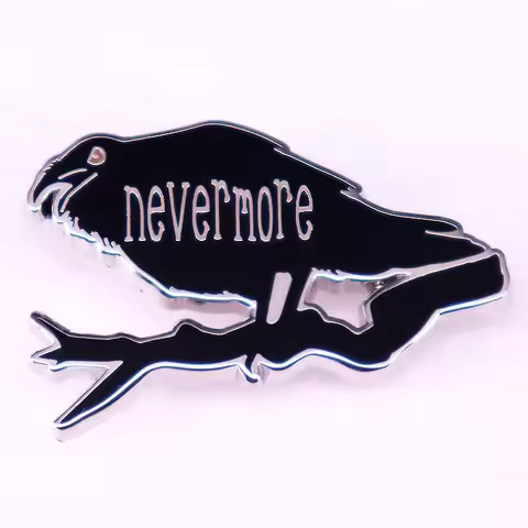 Edgar Allan Poe Poem Nevermore Raven Enamel Pin Badge Brooches Halloween Dark Goth