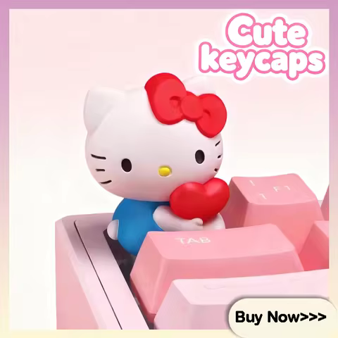 Hello Kitty Lovecat High Quality Resin Thickened Keyboard Sticker Cute Cartoon High Beauty Mechanica