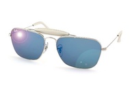 [RAY-BAN] Aviator Sunglasses, Silver/White leather, 58/14/140