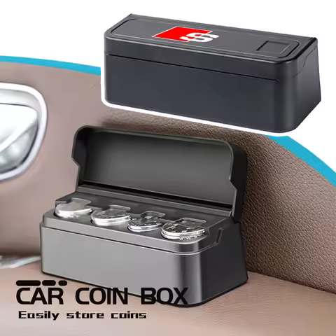 For Audi Larger Capacity Car Coin Storage Box Coin Organizer Container Holder Case TT Quattro RS A3