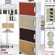 AKAKO - MINIMALIST SWING 4-LAYER CLOTHES WARDROBE PLASTIC CLOTHES WARDROBE RATTAN CLOTHES WARDROBE 1