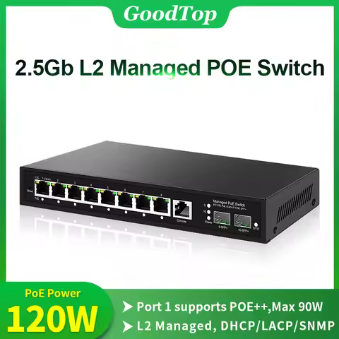 GoodTop 2.5Gb L2 Managed POE Switch 8 Port 2.5G Network Switch 2 Port 10G SFP+ Uplink Managed Homela