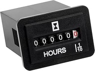 Runleader Mechanical Hour Meter, Volt.DC 6V to 80V, TOT Hours Accumulating, Snap-in Design,Data Stor