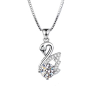 LOVETIA Swan Kalung Moissanite Gra Ori Perak Asli 925 Temperamen Wanita Liontin Kalung Aesthetic Mewah Sertifikat GRA BTXL026