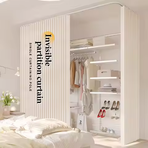 Upgraded Foldable Partition Curtain, Heavy Duty Thick Fabric, Living Room Kitchen Divider, Room Part