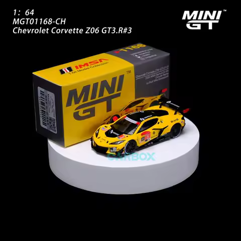 MINIGT 1:64 Chevrolet Corvette Z06 GT3.R#3 Corvette Racing MGT01168-CH Car Alloy Toys Diecast Metal 