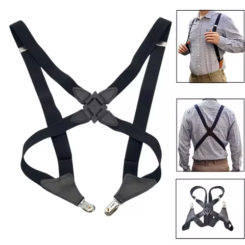 Fashion Vintage Suspenders for Adult Women Men 2.5cm Wide Cross-Over Back 2 Side Clips Adjustable El