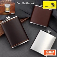 Whisky Stainless Steel Wine Drinking Bottle Free 1 Shot Glass Anti-Rust Model - Classic Army Bottle