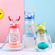 IPIE2 Cute Sippy Cup Gift Travel Plastic Children Cartoon Kid Straw Cup Bottle Antlers Water Bottle