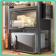 Jiditech Microwave Rack Cabinet With Cover 3 Tiers Microwave Oven Rack container storage plate