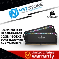 CORSAIR DOMINATOR PLATINUM RGB 32GB (16GBX2) DDR5 6200MHz C36 RAM - CMT32GX5M2X6200C36