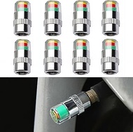 ANKI HAPPIGO 8Pcs 3.0Bar 42-to-46 PSI Car Tire Pressure Monitor Valve Stem Caps Sensor Indicator Eas