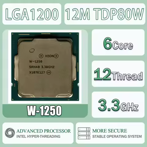 Intel Xeon W-1250 3.30GHz 6 Cores 12 Threads 12MB TDP 80W DDR4 W 1250 Computer CPU Processor Server
