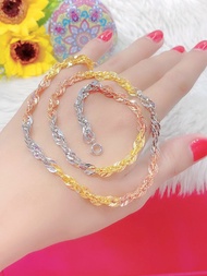 Dây Chuyền Nữ Mạ Vàng 18k 3 Màu Xinh Đẹp - Dễ Phối Thời Trang - Hàng Xuất Khẩu - Y Vàng Thậ.t - Bao 