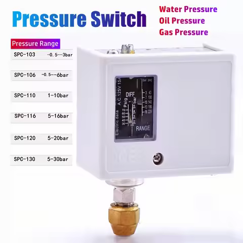 7/16” 1/4” 1/2” Pressure Switch Water Oil Gas 3kg 6kg 10kg 20kg 30kg Air Compressor Water Pump Mecha