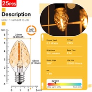 25 Packs C7 Replacement LED Light Bulbs E12 E14 Mini Candelabra Edison Bulb Energy Saving 0.5W Repla