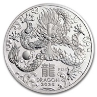 2024 Perth Mint Australia Lunar Dragon 1 oz .9999 Silver Coin BU (Series III) 1oz
