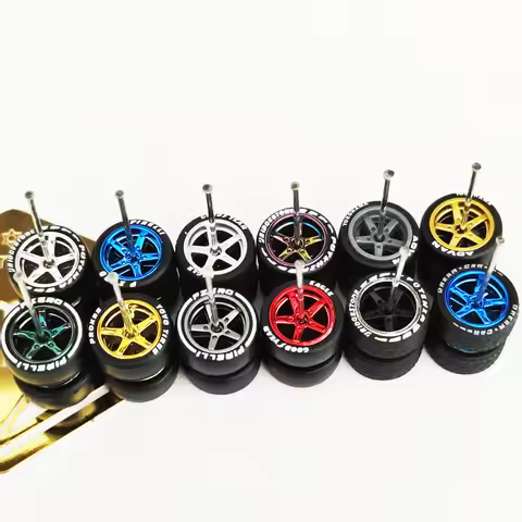 1/64 Car Model Wheels 11.2mm with Removable Flat Rubber Tires ADVAN 5-Rays For Hot Wheel/Matchbox/Do
