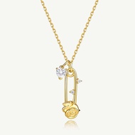 FANCIME Rose Pin Silver Pendent Necklace