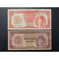 Set Uang 5 & 10 Rupiah Soekarno Republik Indonesia Serikat 1950 (RIS)