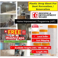 [SG Stocks] Pre-Taped Plastic Drop Sheet For Dust Prevention / Renovation Protection / Painting Protection / HDB HIP