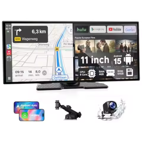 11'' AI CarPlay Screen with Google-Play Download APPs Gemini Smooth 8-Core Wireless Car Play Android