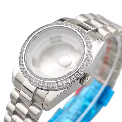 31mm NH05 Watch Case Diamond Bezel President Band Concealed Buckl24.5mm Dial for Seiko Lady-Datejust