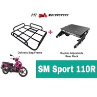 Monorack SYM SM SPORT 110R RAPIDO Food Grabfood Delivery Bag Frame Tapak Accessories Motor SMSPORT11