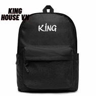 [VOUCHER 8%]Balo Da  Chống Nước Balo - Thiêu Chữ King Đen Trắng