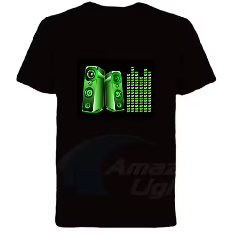 EL Equalizer Sound Activated LED T Shirt Light Up and Down Flashing Music Activated Led T-Shirt