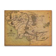 Banmu Middle Earth Retro Near Harad City Map Wall Art Poster Vintage Map Wall Canvas Paintings Livin