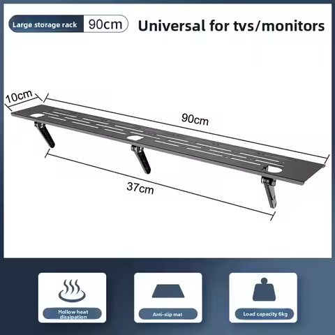 35.4" 90cm Extra Long TV Top Shelf No Drill Cold Rolled Steel Screen Storage Rack for Set-Top Box Ro