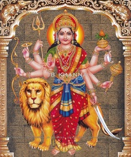 Durga with Lion Digital Photo with Frame and Glass (L511A)