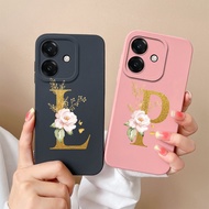 For OPPO A3X 4G 5G Case Luxury Flower Capital Screen Protection Square Shockproof Non-slip Silicone 