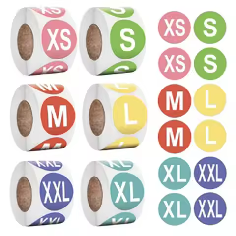 XS/S/M/L/XL/2XL/3XL Clothing Size Sticker Round Universal Size Size Tag Stickers Self-Adhesive Cloth