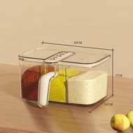 3-Grid Plastic Seasoning Jars Set for Placing Pepper Barbecue Powder Rose Salt Household Seasoning O