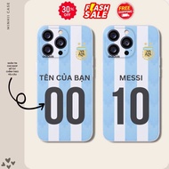 Iphone football case with name printed on request Messi Argentina 6/6splus/7/7plus/8/8plus/x/xs/11/1